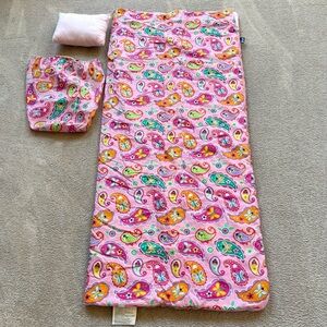 Wildkin Olive Kids Pink Colorful Paisley Sleeping Bag Pillow Nap 57 x 30